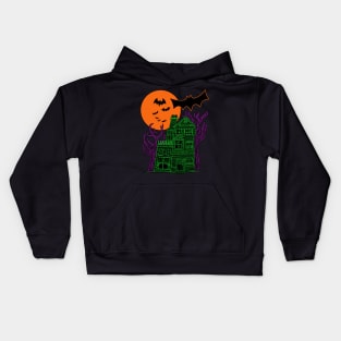 Neon Haunted House Kids Hoodie